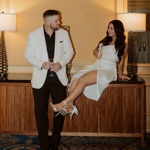 White satin House of CB corset dress